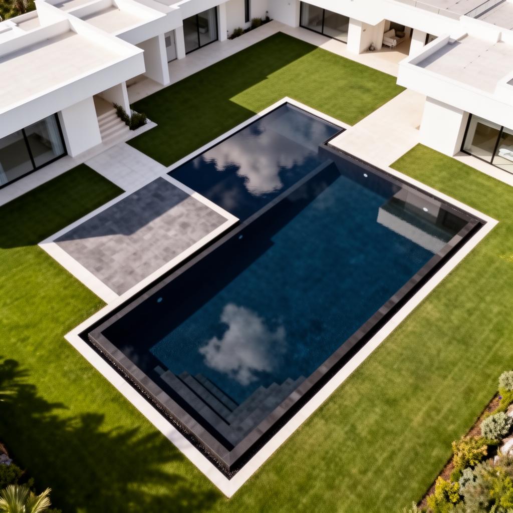 Vista aérea de piscina moderna HAAS