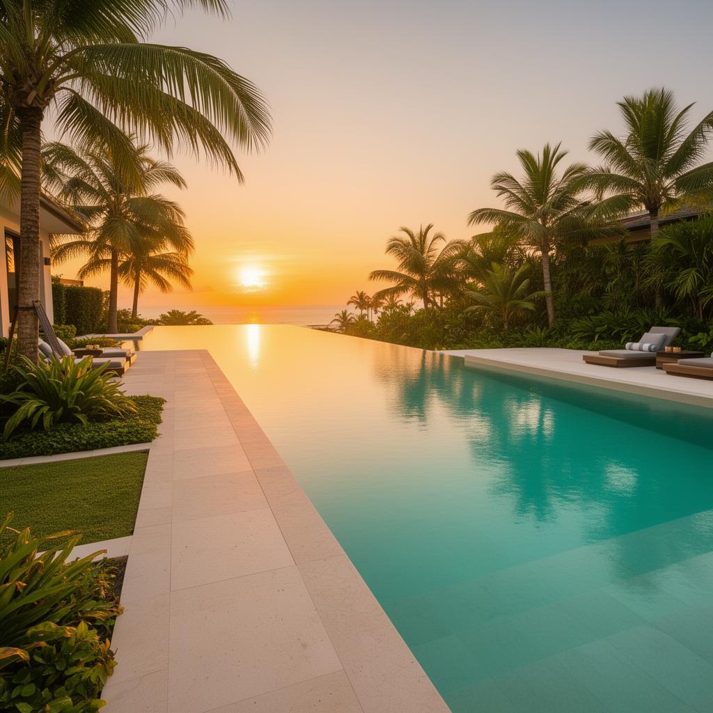 Piscina premium HAAS ao pôr do sol